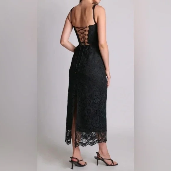 Sabina Musayev Dresses | Sabina Musayev Nicolette Embroidered Lace Midi Dress | Color: Black | Size: Xs | Guadalupev1387'S Closet